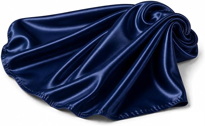 Navy stretch charmeuse satin fabric, draped detail