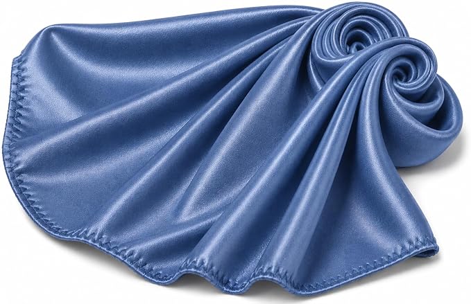 #109 - Denim stretch charmeuse satin fabric, draped detail