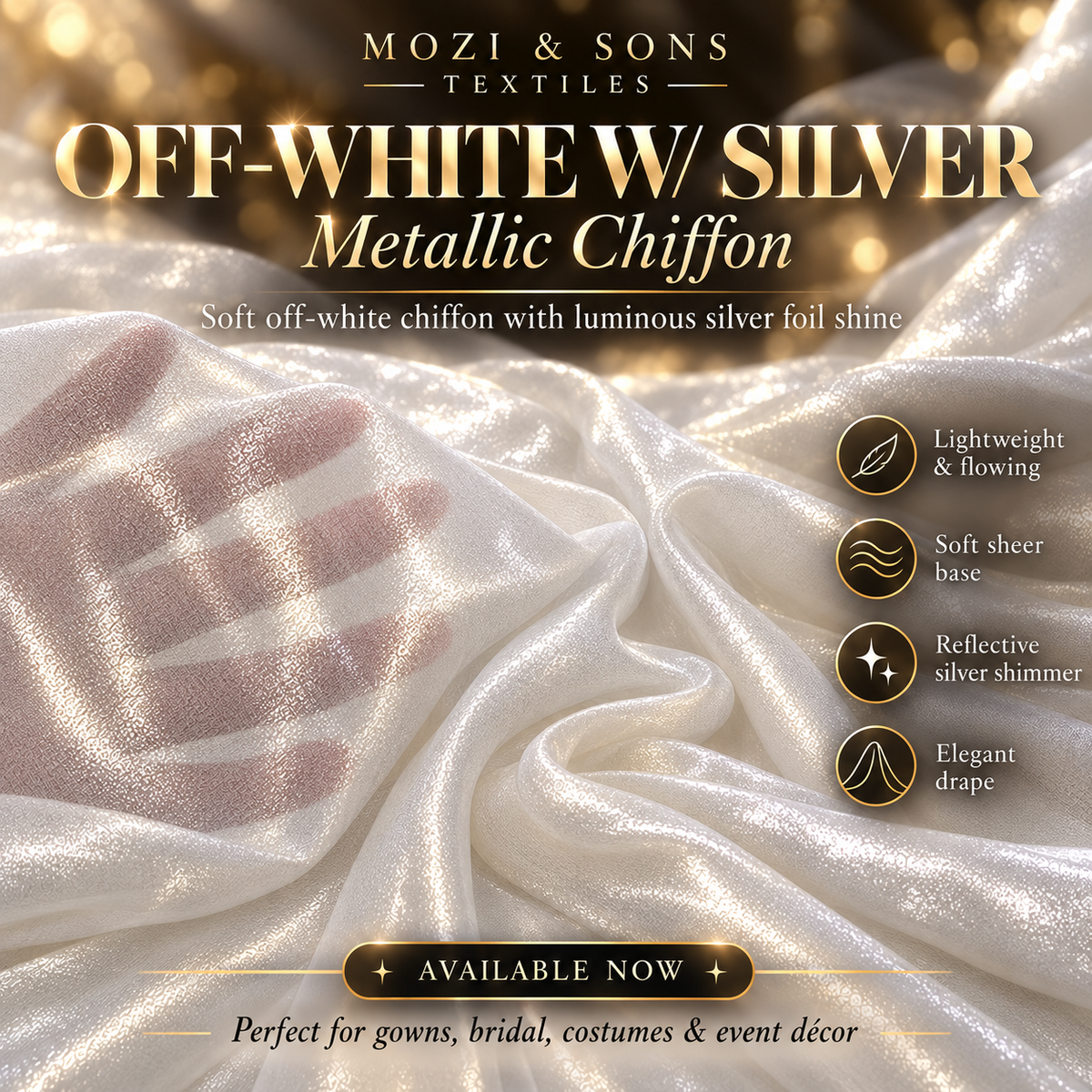 Metallic Foil Chiffon Fabric by the Yard | FAB #21-004