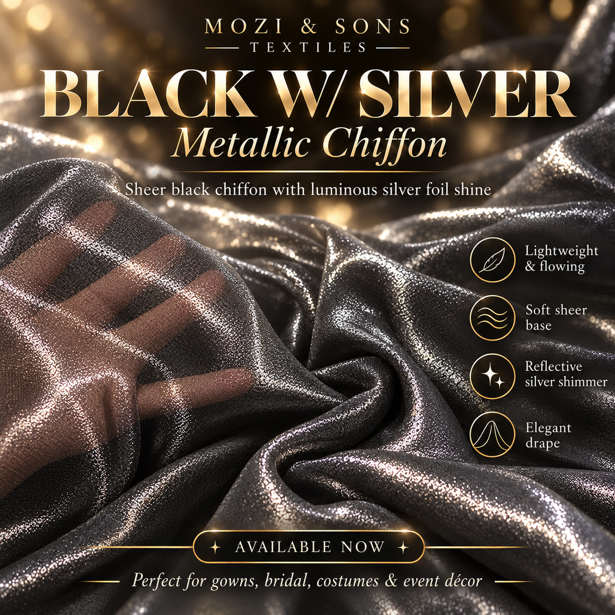 Metallic Foil Chiffon Fabric by the Yard | FAB #21-004