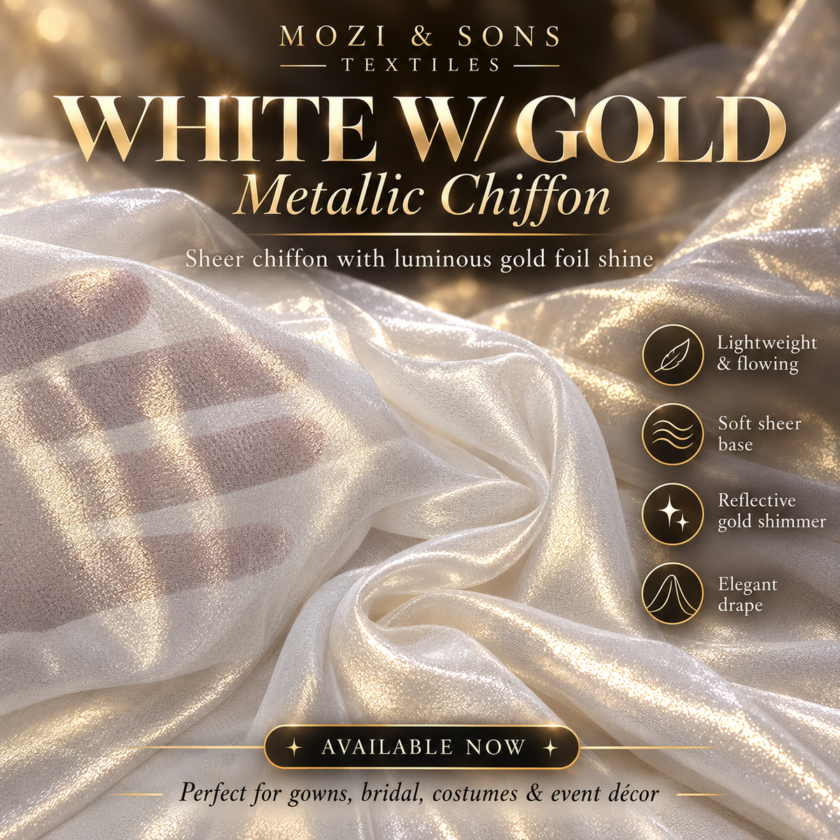 Metallic Foil Chiffon Fabric by the Yard | FAB #21-004