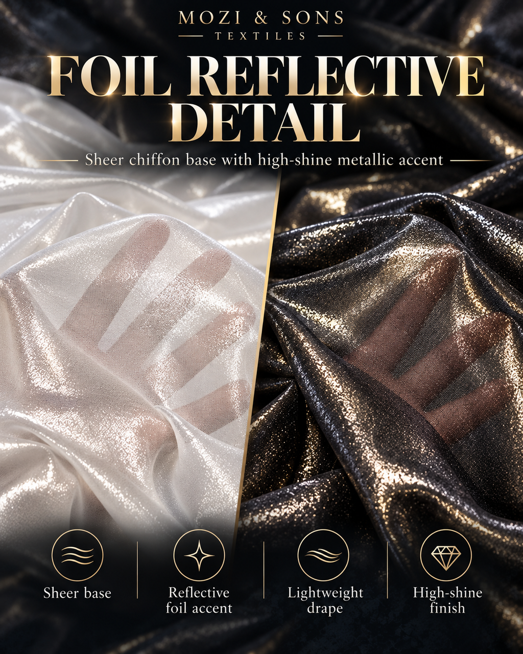 Metallic Foil Chiffon Fabric by the Yard | FAB #21-004