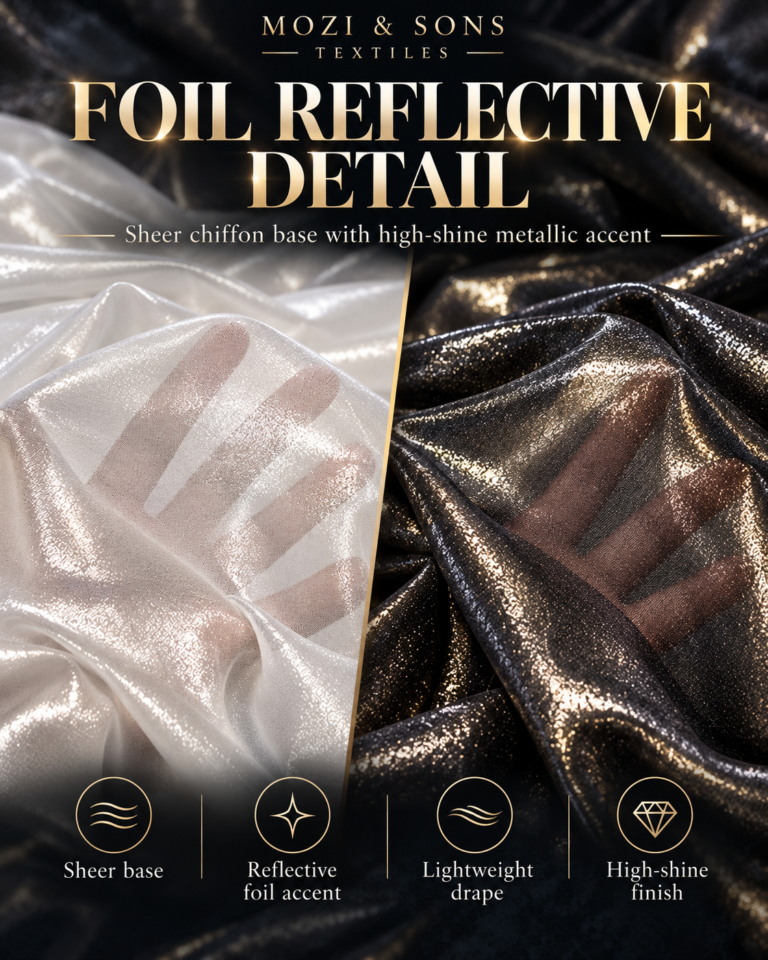 Metallic Foil Chiffon Fabric by the Yard | FAB #21-004