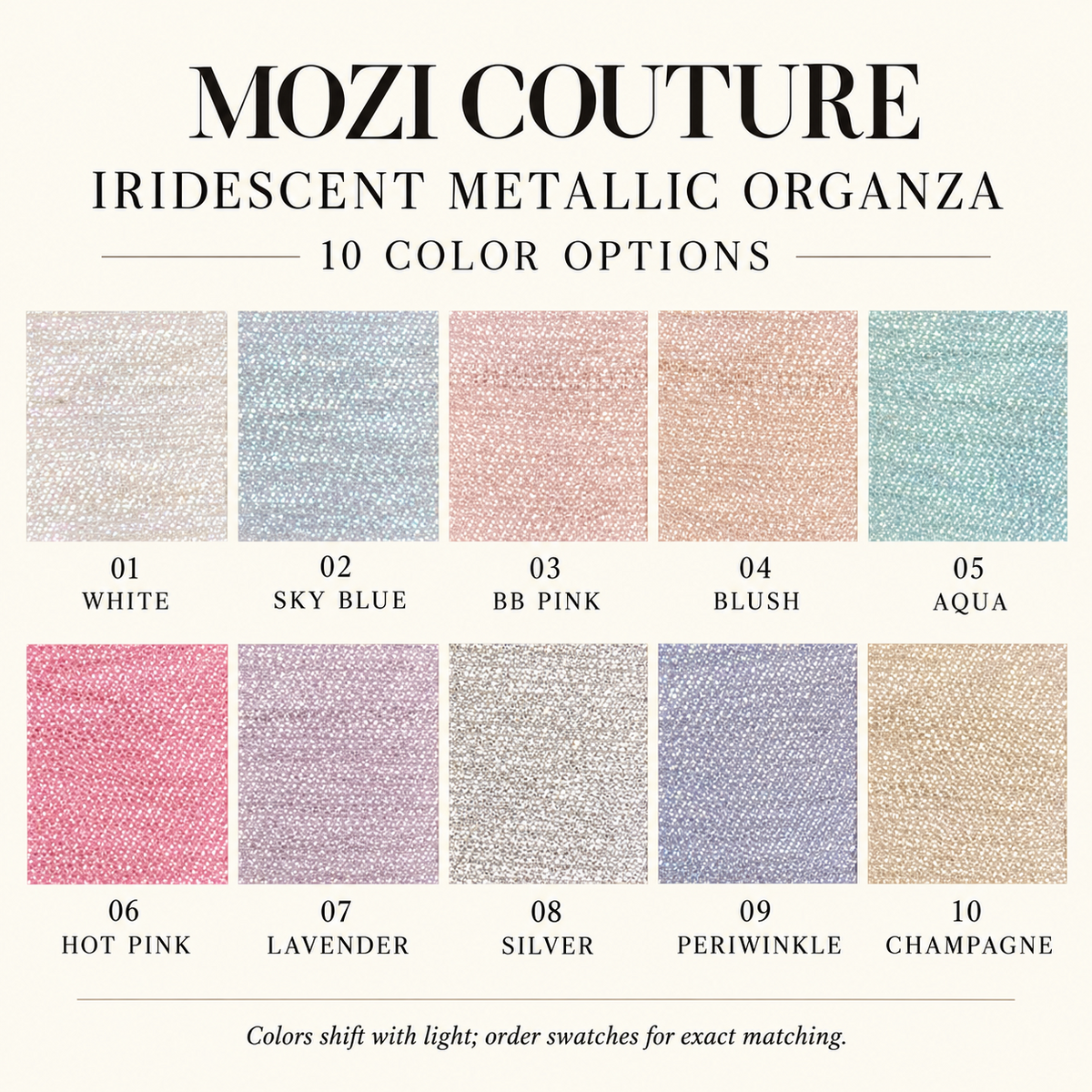 Iridescent Metallic Organza 10 color options