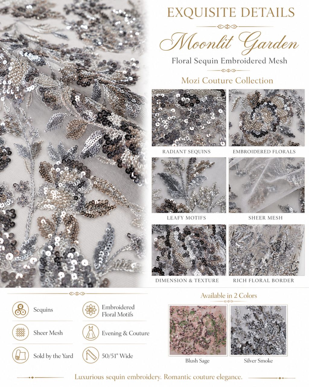 Moonlit Garden couture fabric editorial showcase