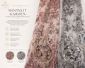 Moonlit Garden floral sequin embroidered mesh — Blush Sage and Silver Smoke