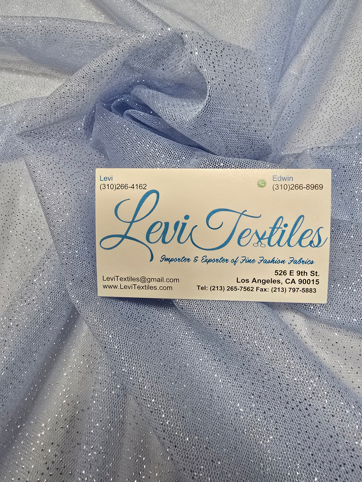 FAB #17-004 foil mesh — Baby Blue / Silver (mesh / foil)