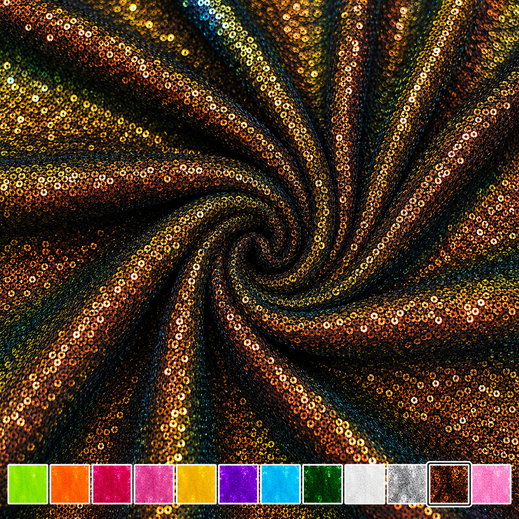 Aurora Rainbow 3mm iridescent sequin fabric – close-up color image