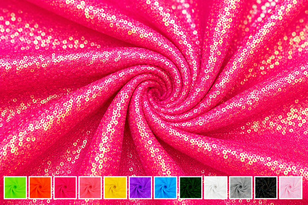 Hot Electric Pink 3mm iridescent sequin fabric – close-up color image