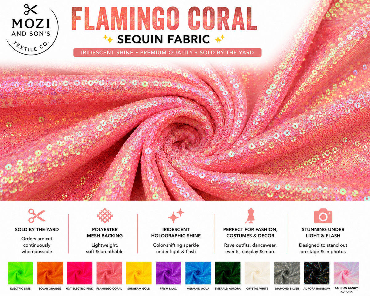 Mozi and Sons 3mm iridescent sequin fabric promotional photo 1