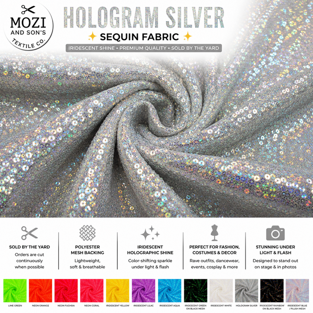 Mozi and Sons 3mm iridescent sequin fabric promotional photo 4