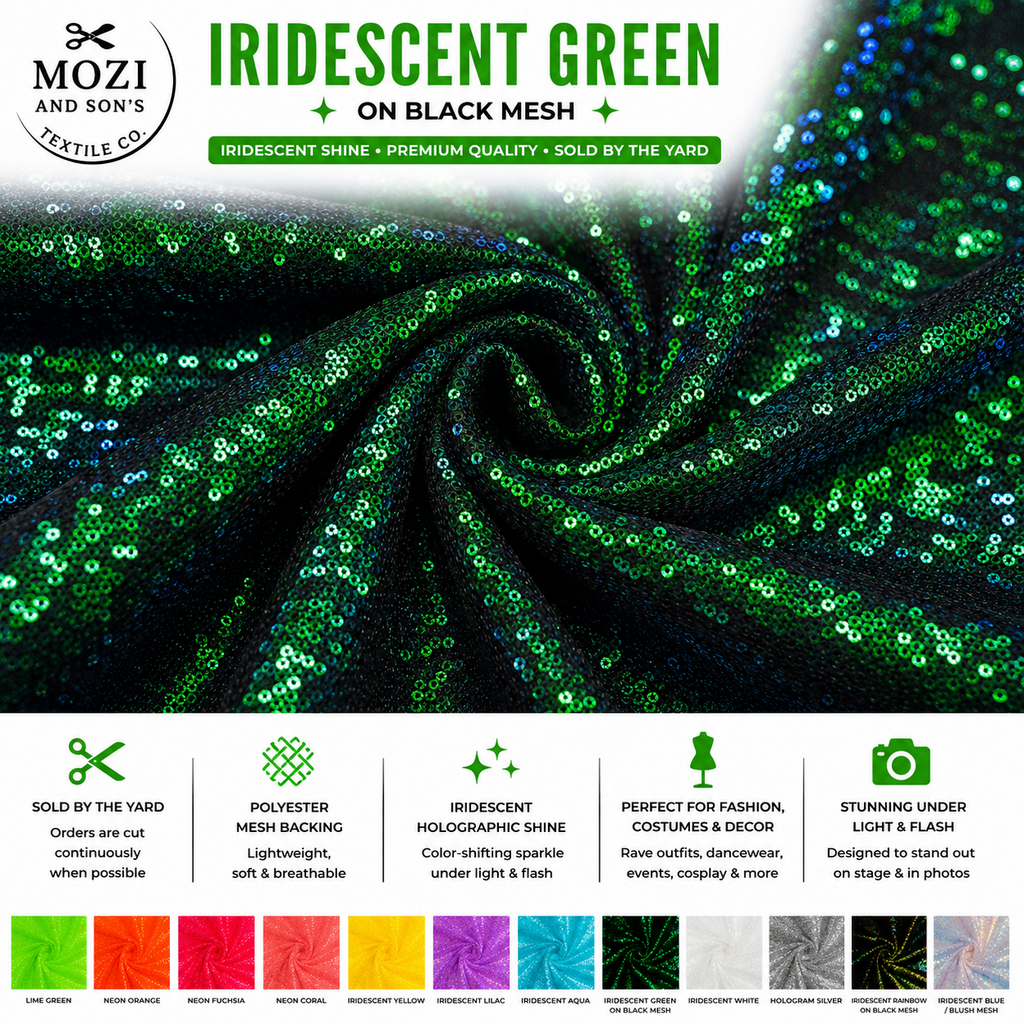 Mozi and Sons 3mm iridescent sequin fabric promotional photo 6