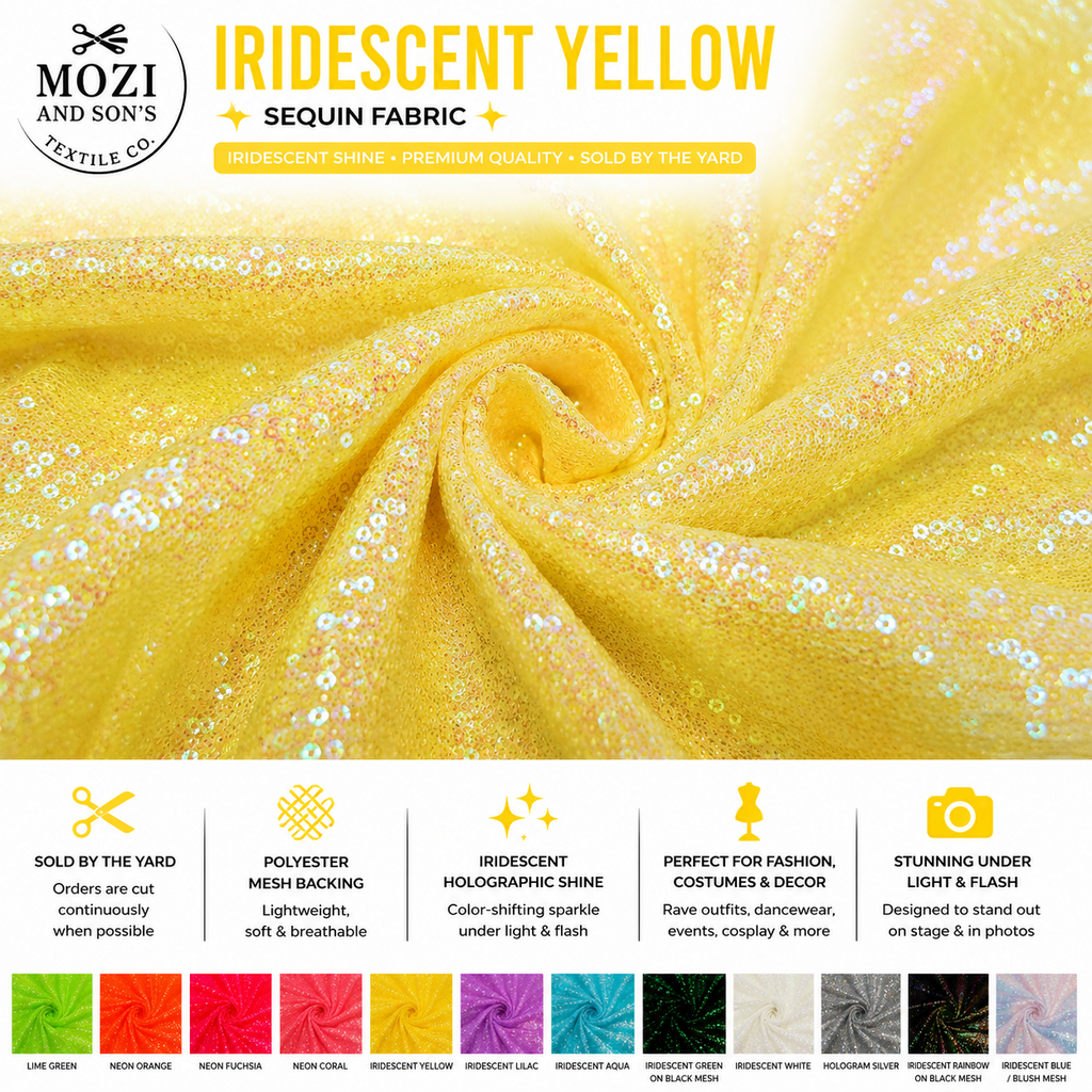 Mozi and Sons 3mm iridescent sequin fabric promotional photo 7