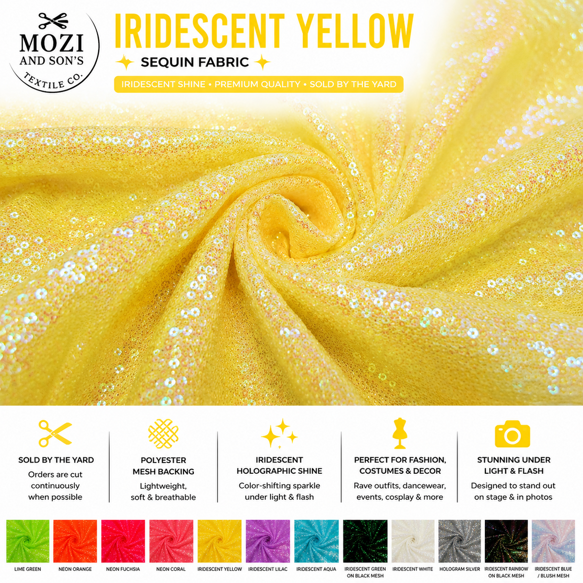 Mozi and Sons 3mm iridescent sequin fabric promotional photo 7