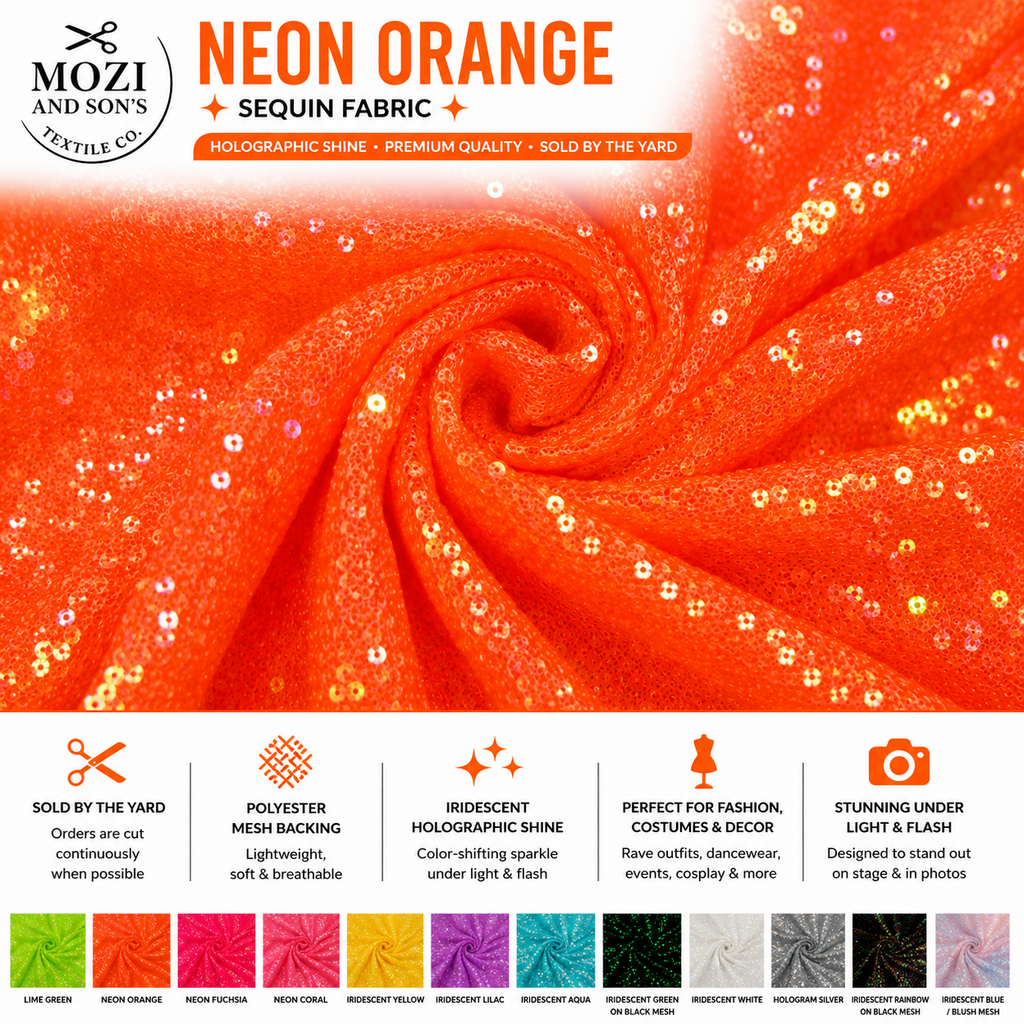 Mozi and Sons 3mm iridescent sequin fabric promotional photo 8
