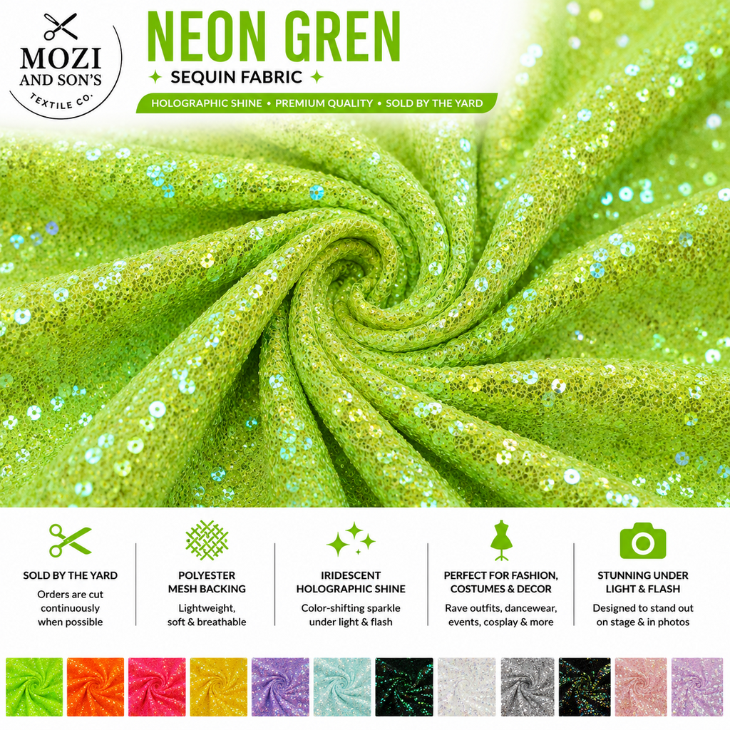 Mozi and Sons 3mm iridescent sequin fabric promotional photo 9