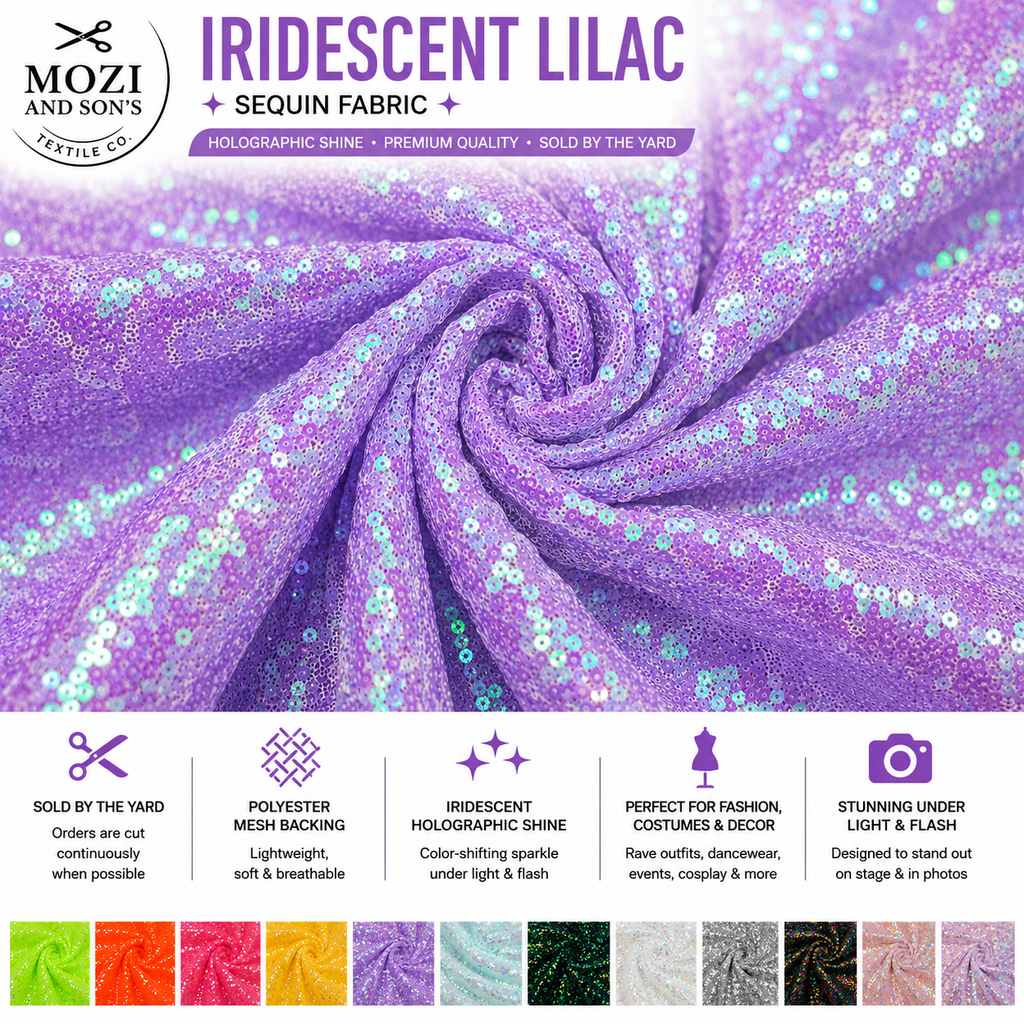 Mozi and Sons 3mm iridescent sequin fabric promotional photo 10