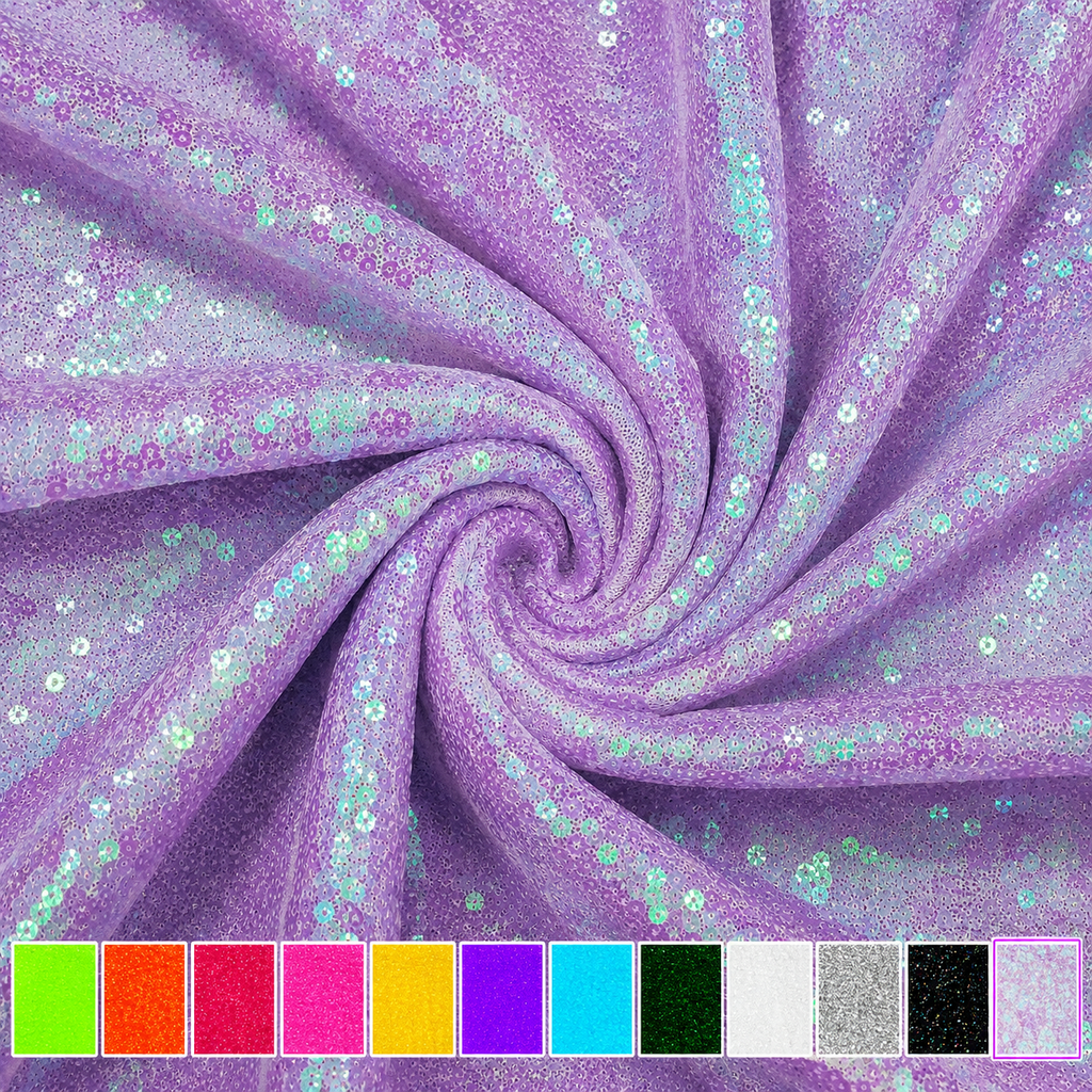 Prismatic Lilac 3mm iridescent sequin fabric – close-up color image
