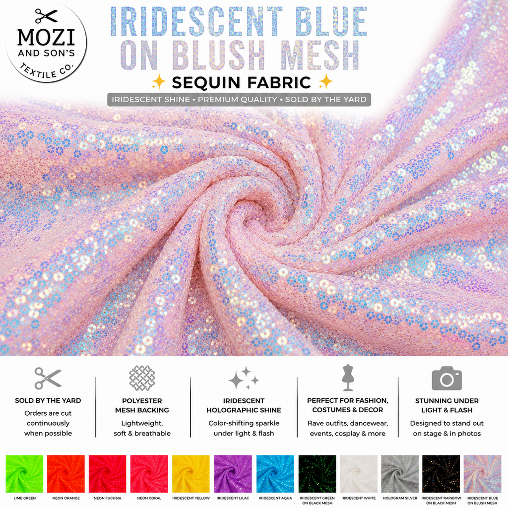 Mozi and Sons 3mm iridescent sequin fabric promotional photo 2