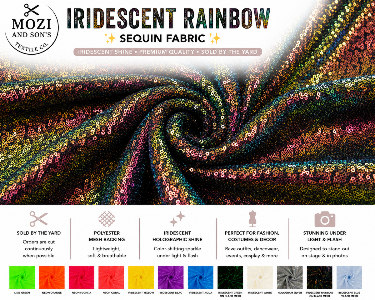 Mozi and Sons 3mm iridescent sequin fabric promotional photo 3