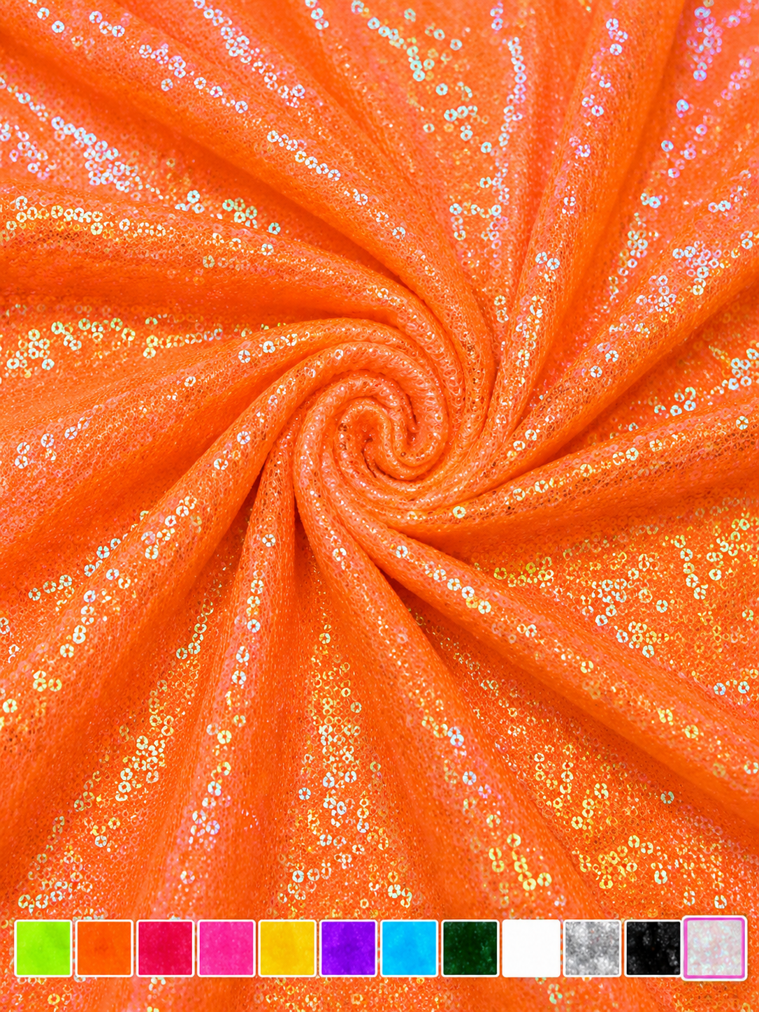 Solar Orange 3mm iridescent sequin fabric – close-up color image