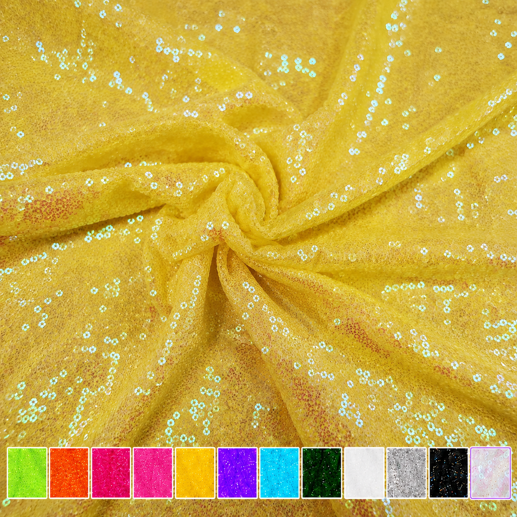 Sunbeam Gold 3mm iridescent sequin fabric – close-up color image