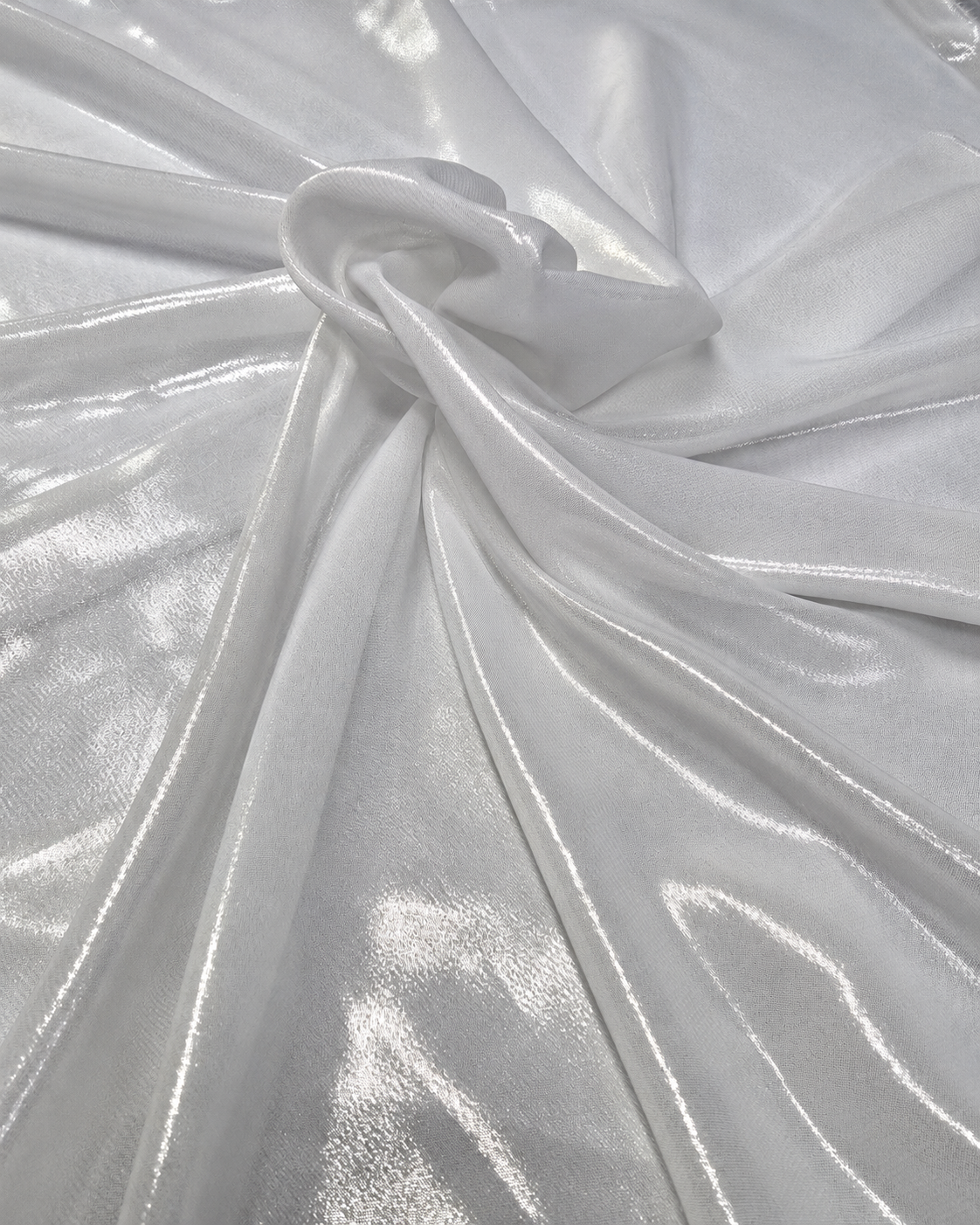 White / Silver metallic foil chiffon — card-free edited product reference photo