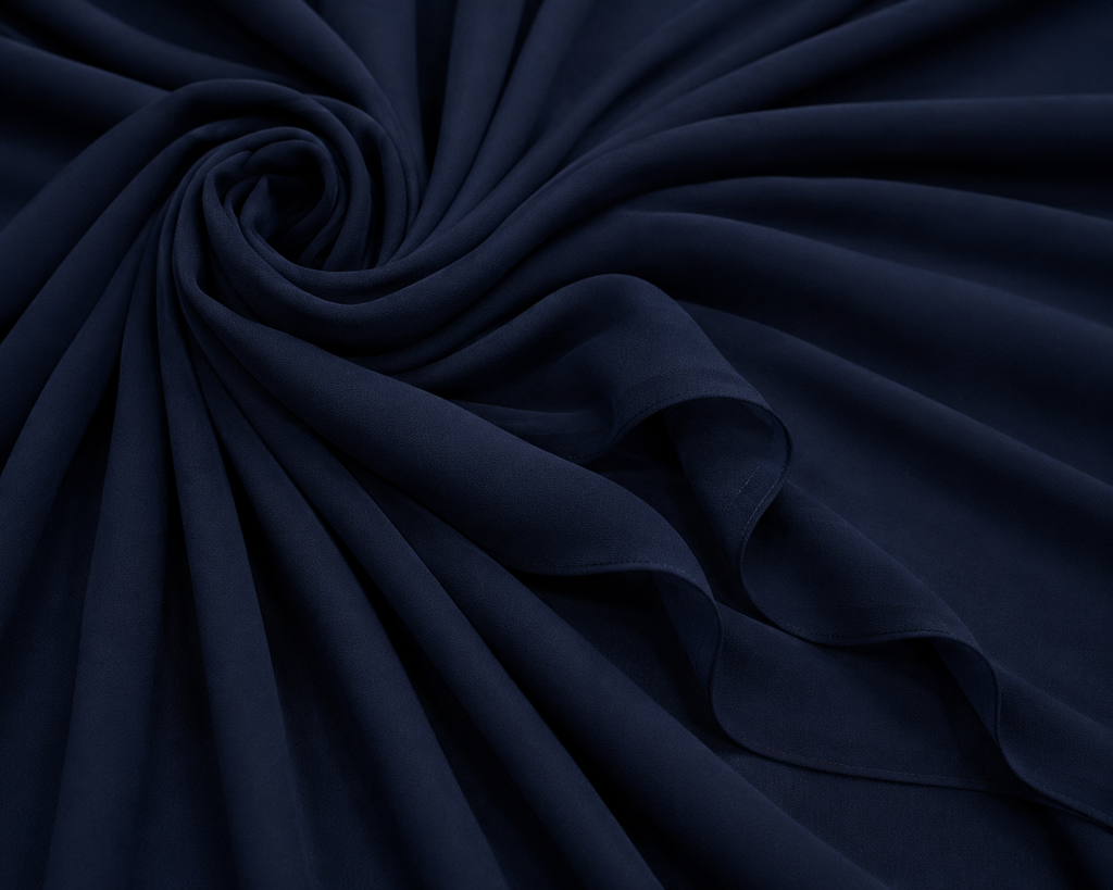 Stretch Chiffon — Navy | AI-generated illustration, not a photo of actual fabric; see photographed #8015 swatch card