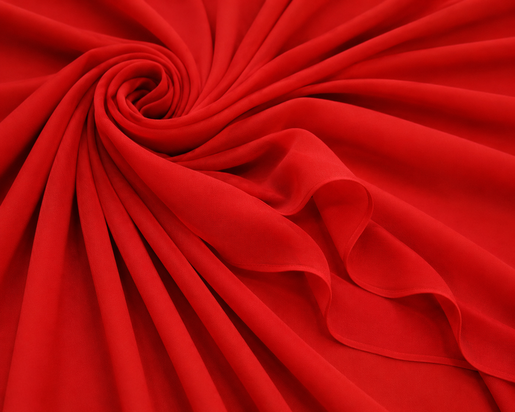 Stretch Chiffon — Red | AI-generated illustration, not a photo of actual fabric; see photographed #8015 swatch card