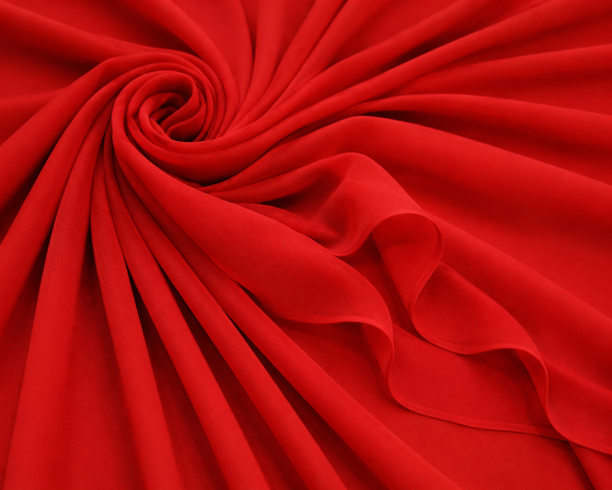 Stretch Chiffon — Red | AI-generated illustration, not a photo of actual fabric; see photographed #8015 swatch card