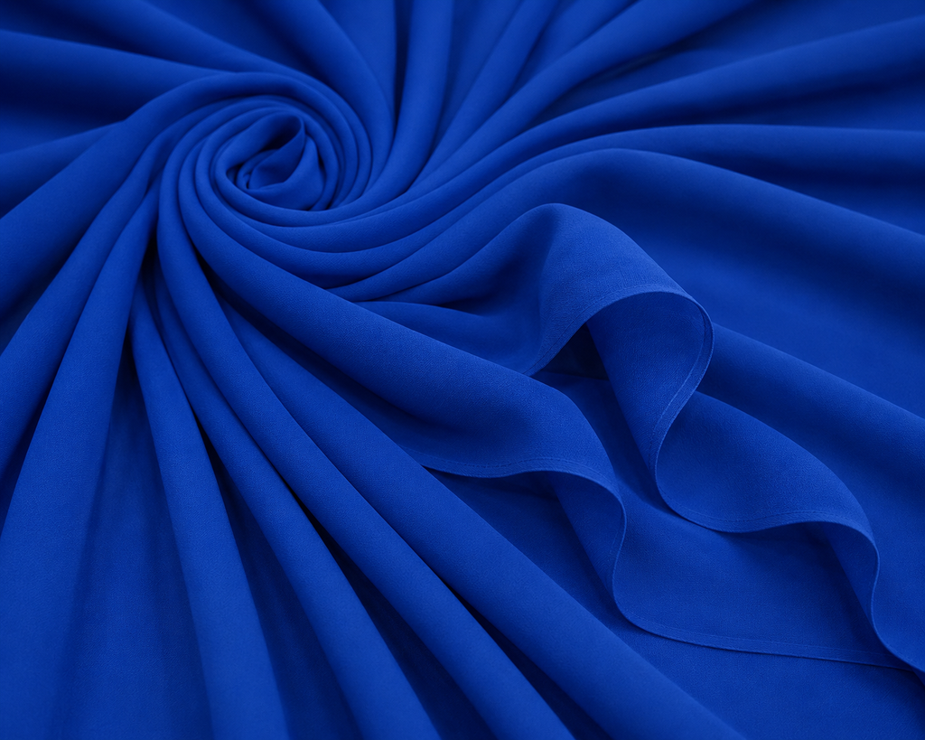Stretch Chiffon — Royal Blue | AI-generated illustration, not a photo of actual fabric; see photographed #8015 swatch card