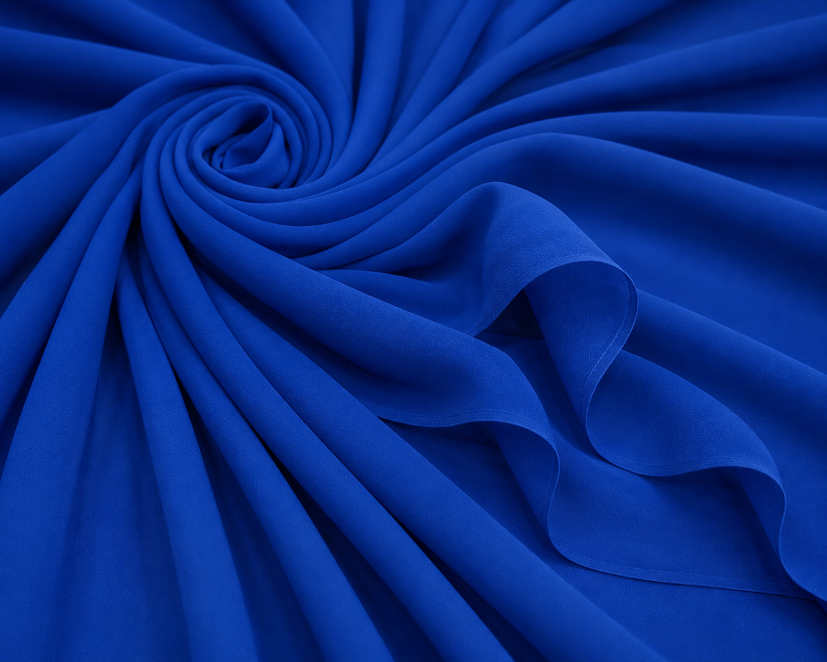 Stretch Chiffon — Royal Blue | AI-generated illustration, not a photo of actual fabric; see photographed #8015 swatch card