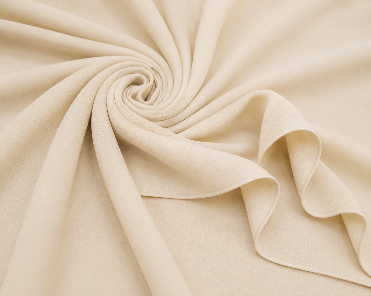 Stretch Chiffon — Champagne | AI-generated illustration, not a photo of actual fabric; see photographed #8015 swatch card